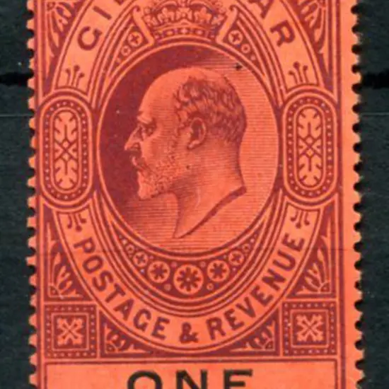 Gibralter 1904/08 £1 deep purple & black on red ...