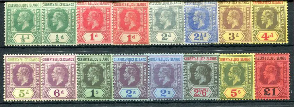 Gilbert & Ellice Islands 1912/24 KGV MCA wmk set ... Image 1++