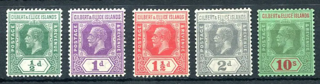 Gilbert & Ellice Islands 1922/27 KGV script wmk ... Image 1++