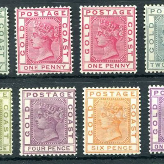Gold Coast 1884/91 QV Cr/CA wmk set to 2/- incl ...