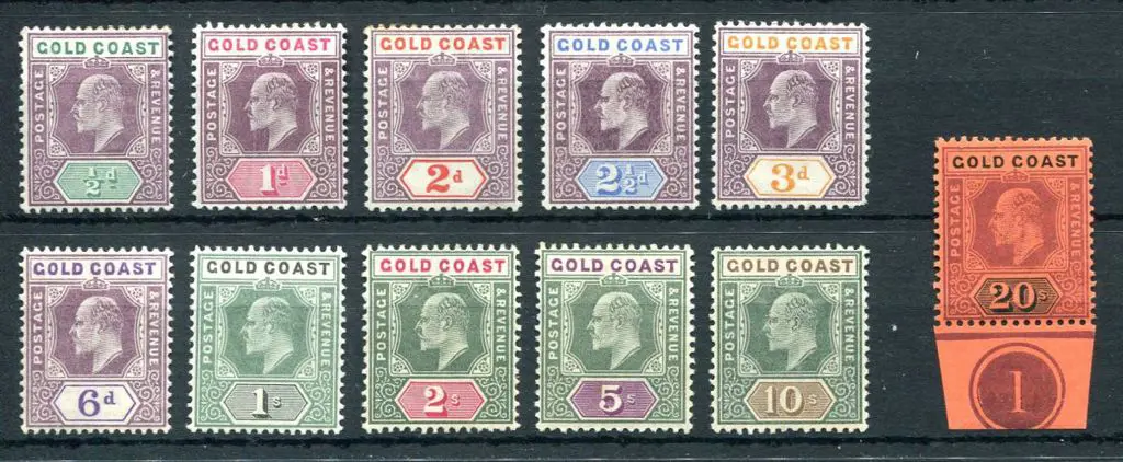 Gold Coast 1902 KEVII Cr/CA wmk set to 20/- purple ... Image 1++