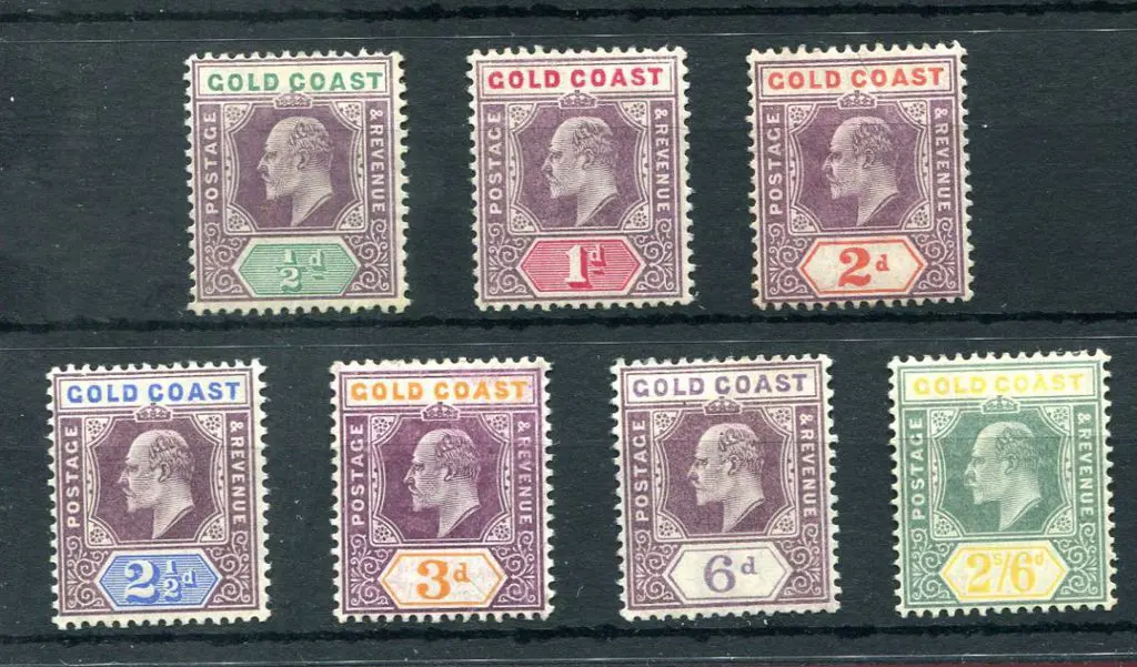 Gold Coast 1904/06 KEVII MCA wmk set of 7 to 2/6d, ... Image 1++