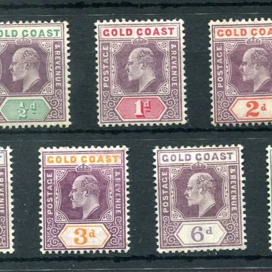 Gold Coast 1904/06 KEVII MCA wmk set of 7 to 2/6d, ...