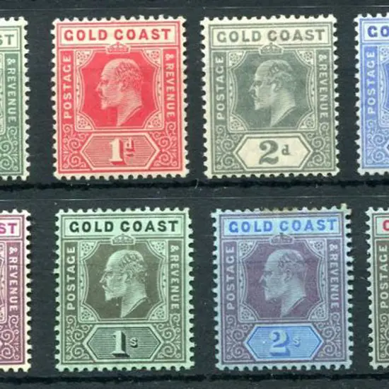 Gold Coast 1907/13 KEVII MCA wmk set of 10 to 5/- ...
