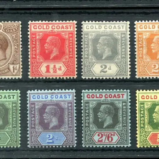 Gold Coast 1921/24 KGV script wmk set to 15/-. ...