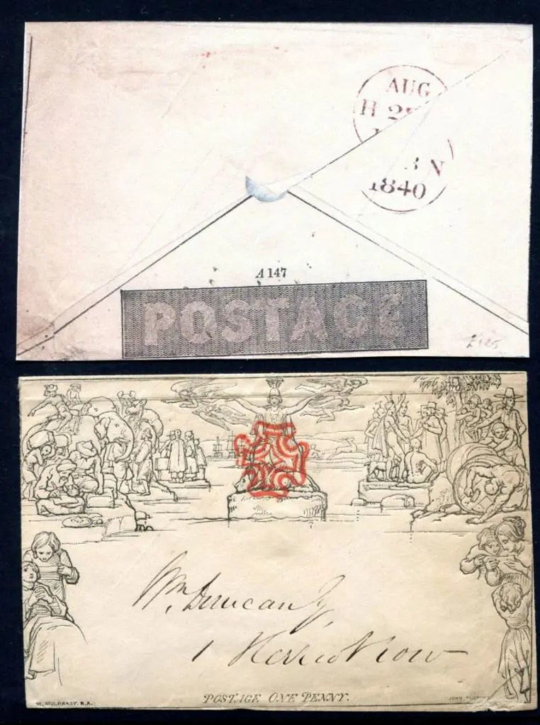 Great Britain 1840 1d Mulready Envelope fine used ... Image 1++
