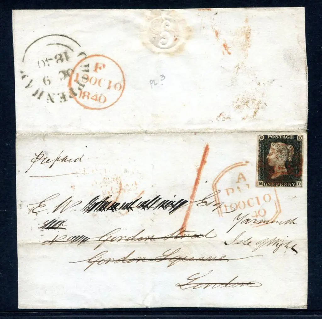 Great Britain 1840 1d intense black lettered "MD" ... Image 1++