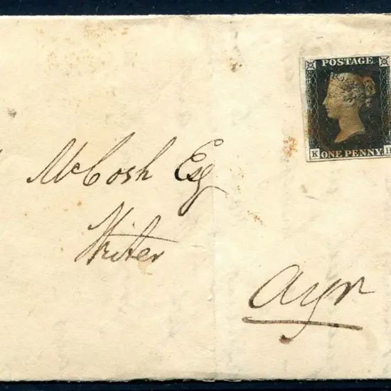 Great Britain 1840 1d intense black, plate 1b, ...