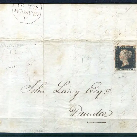 Great Britain 1840 1d intense black, plate 3, on ...