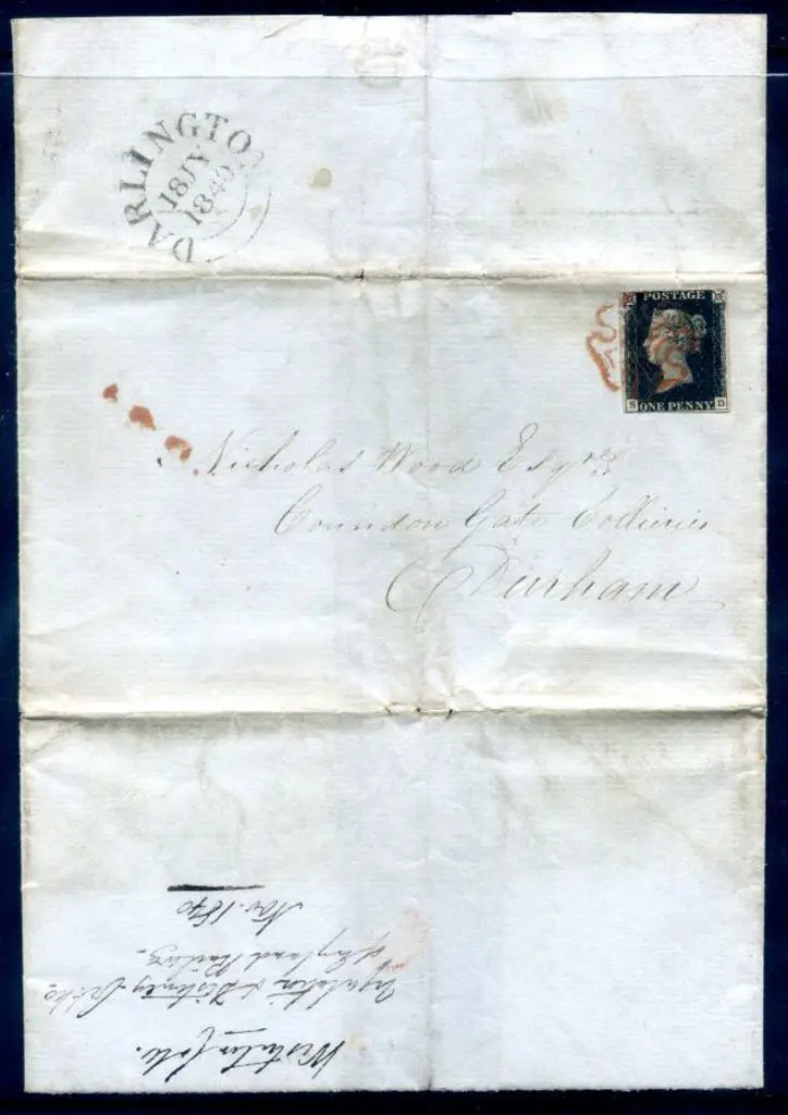 Great Britain 1840 1d black on entire addressed to ... Image 1++