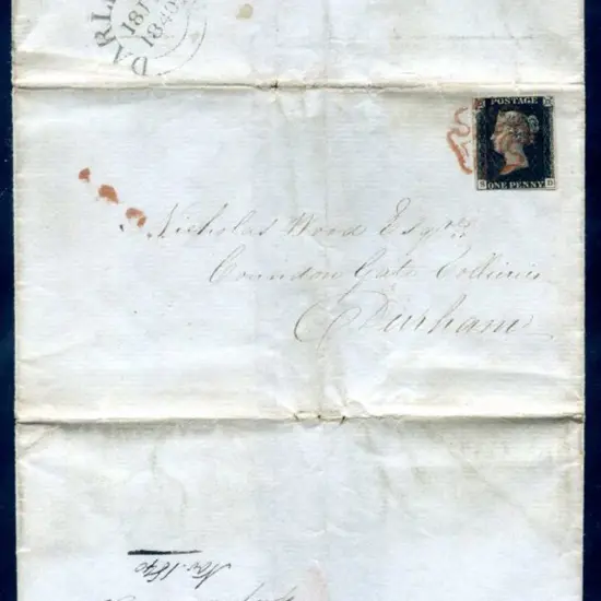 Great Britain 1840 1d black on entire addressed to ...