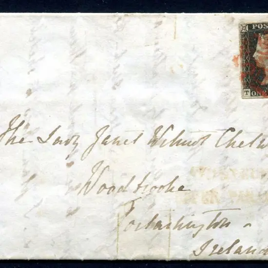Great Britain 1840 1d black, plate 2 with 4 good ...