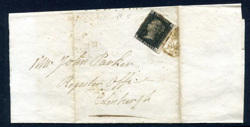 Great Britain 1840 1d black, plate 5 with just ... Image 1++