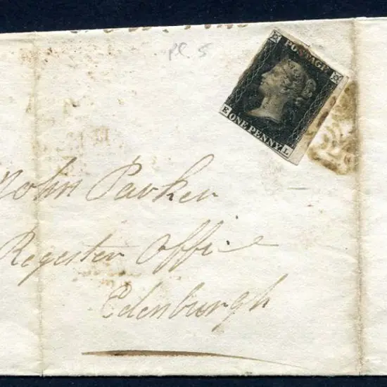 Great Britain 1840 1d black, plate 5 with just ...