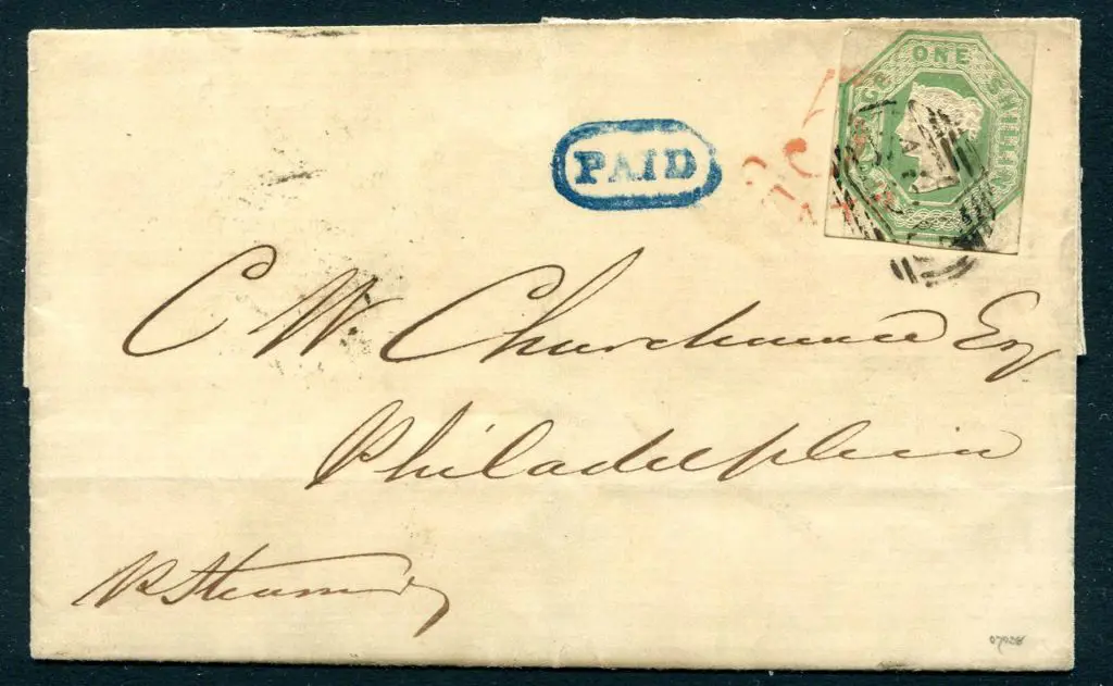 Great Britain 1849 (27th July) 1/- green embossed ... Image 1++