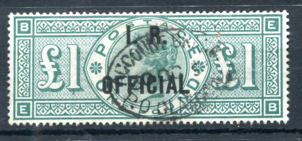 Great Britain 1892 £1 green ovpt "I.R. OFFICIAL". ... Image 1++