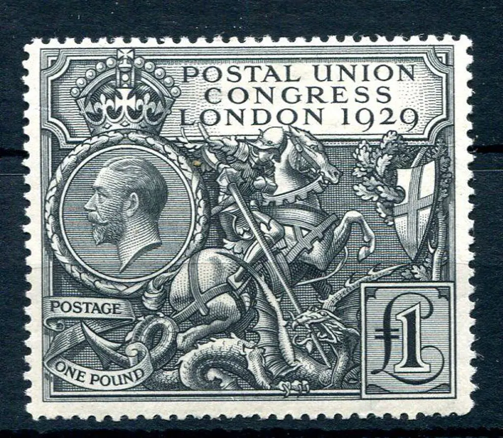 Great Britain 1929 £1 PUC. MLH with light horiz ... Image 1++