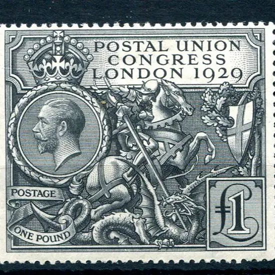 Great Britain 1929 £1 PUC. MLH with light horiz ...