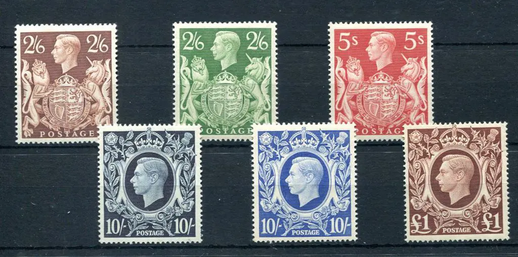 Great Britain 1939/48 KGVI high vals set of 6 with ... Image 1++
