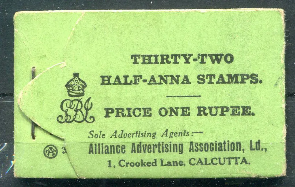 India 1912/22 1r KGV booklet with 1 of the 8 ... Image 1++