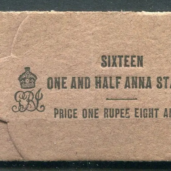 India 1921 1r8a KGV booklet containing 16 x 1½ in ...
