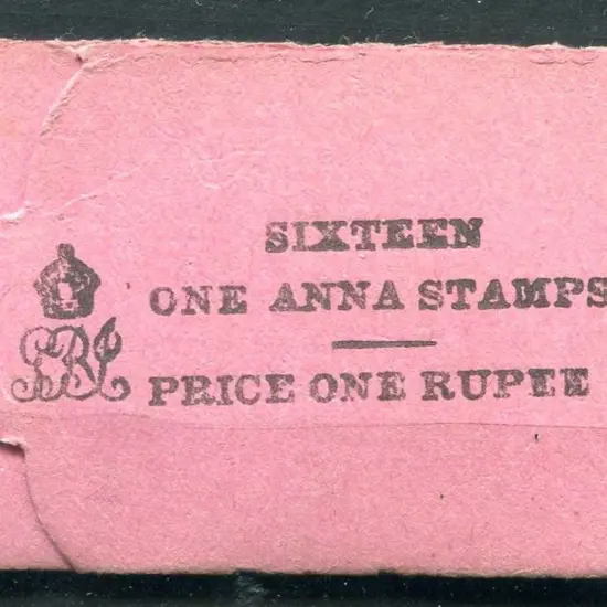 India 1922 1r black on pink booklet with blank ...