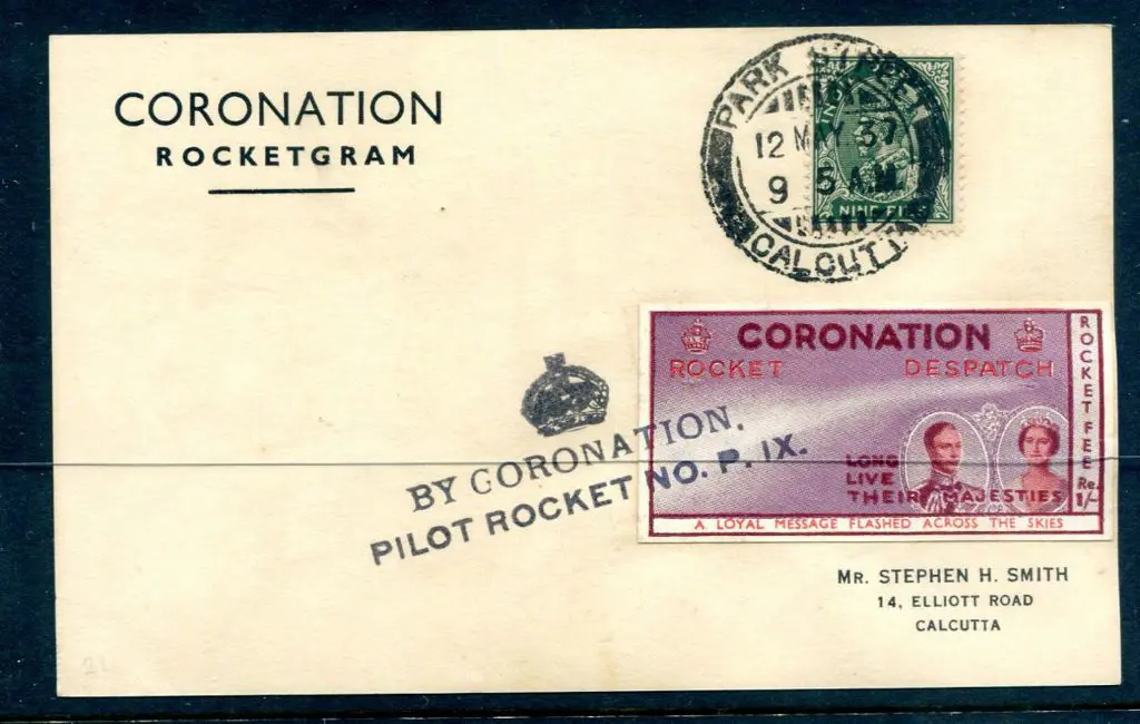 India 1937 (12th May) "Coronation Rocketgram" ... Image 1++