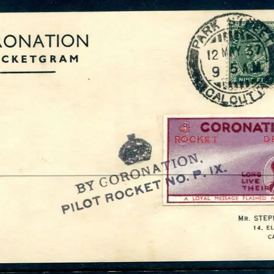 India 1937 (12th May) "Coronation Rocketgram" ...
