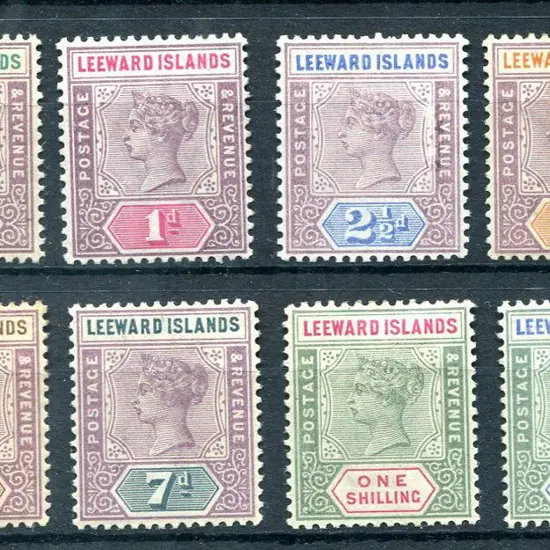 Leeward Islands 1890 ½d to 5/- QV . MLH, 4d ...