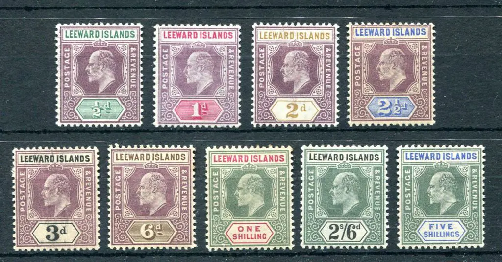 Leeward Islands 1902 ½d to 5/- KEVII, Cr/CA wmk ... Image 1++