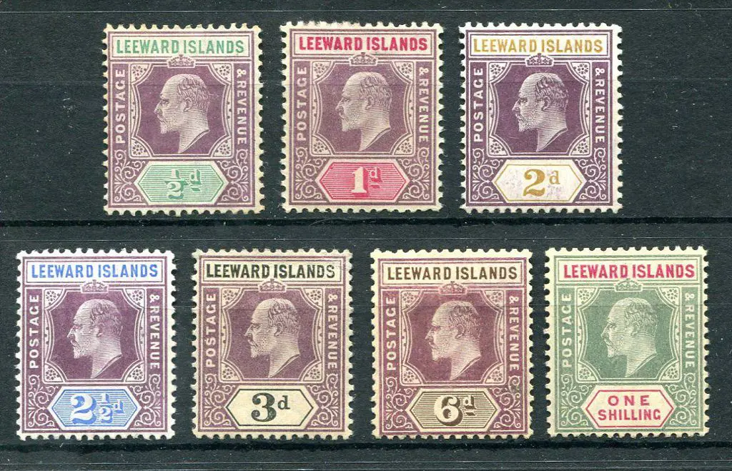 Leeward Islands 1905/08 ½d to 1/- KEVII, MCA wmk ... Image 1++