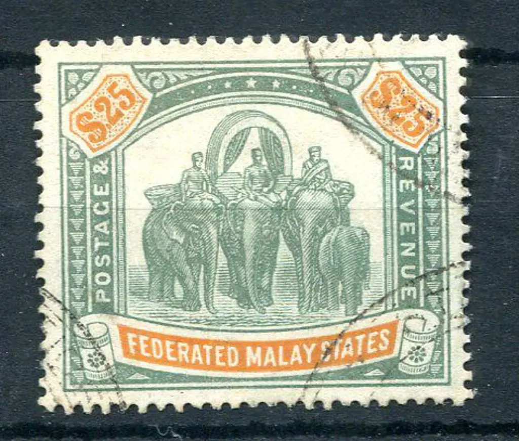 Malaya – Federated States 1904/22 $25 green & ... Image 1++