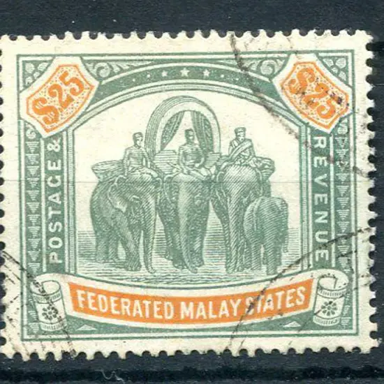 Malaya – Federated States 1904/22 $25 green & ...