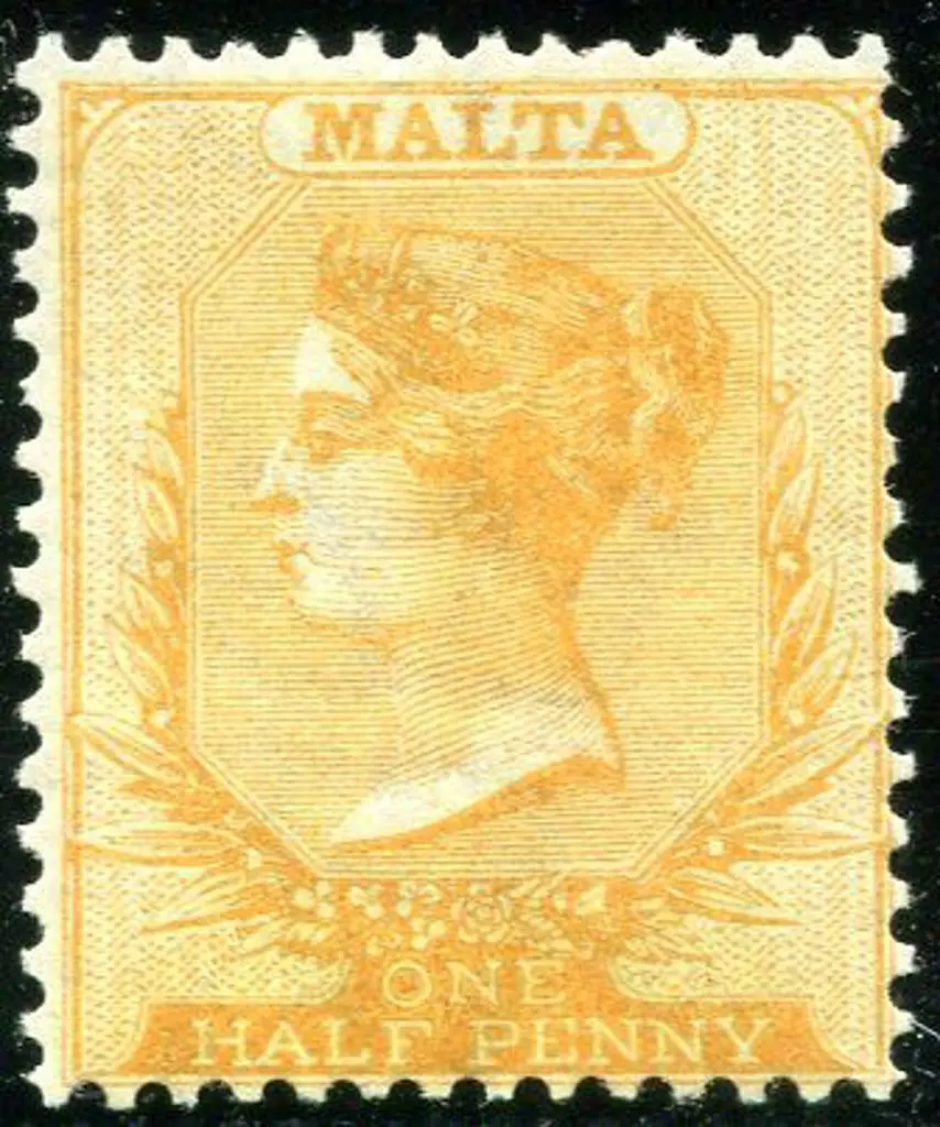 Malta 1863/81 ½d golden yellow (aniline), Cr/CC ... Image 1++
