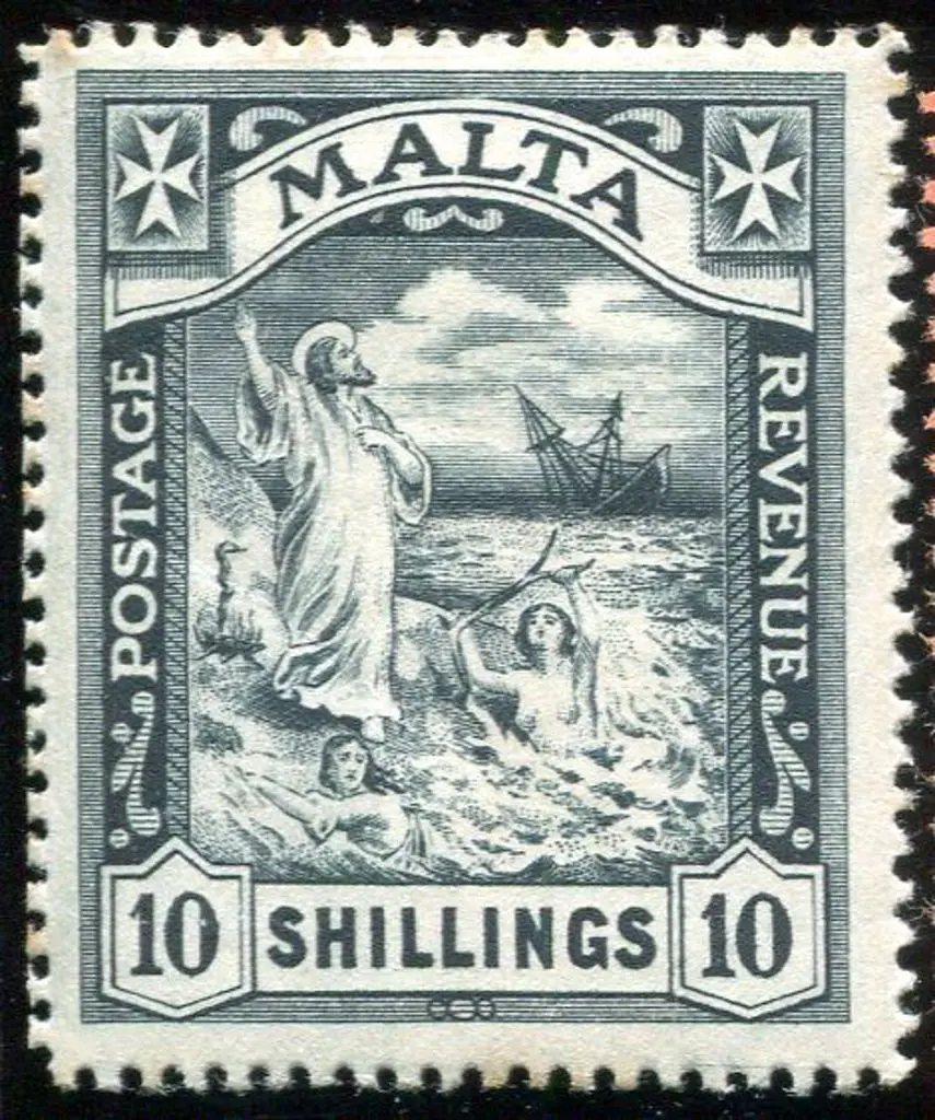 Malta 1919 10/- black "Postage & Revenue", perf. ... Image 1++