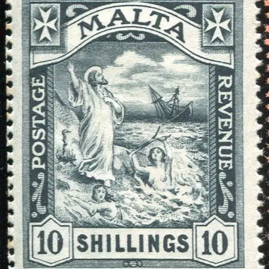 Malta 1919 10/- black "Postage & Revenue", perf. ...