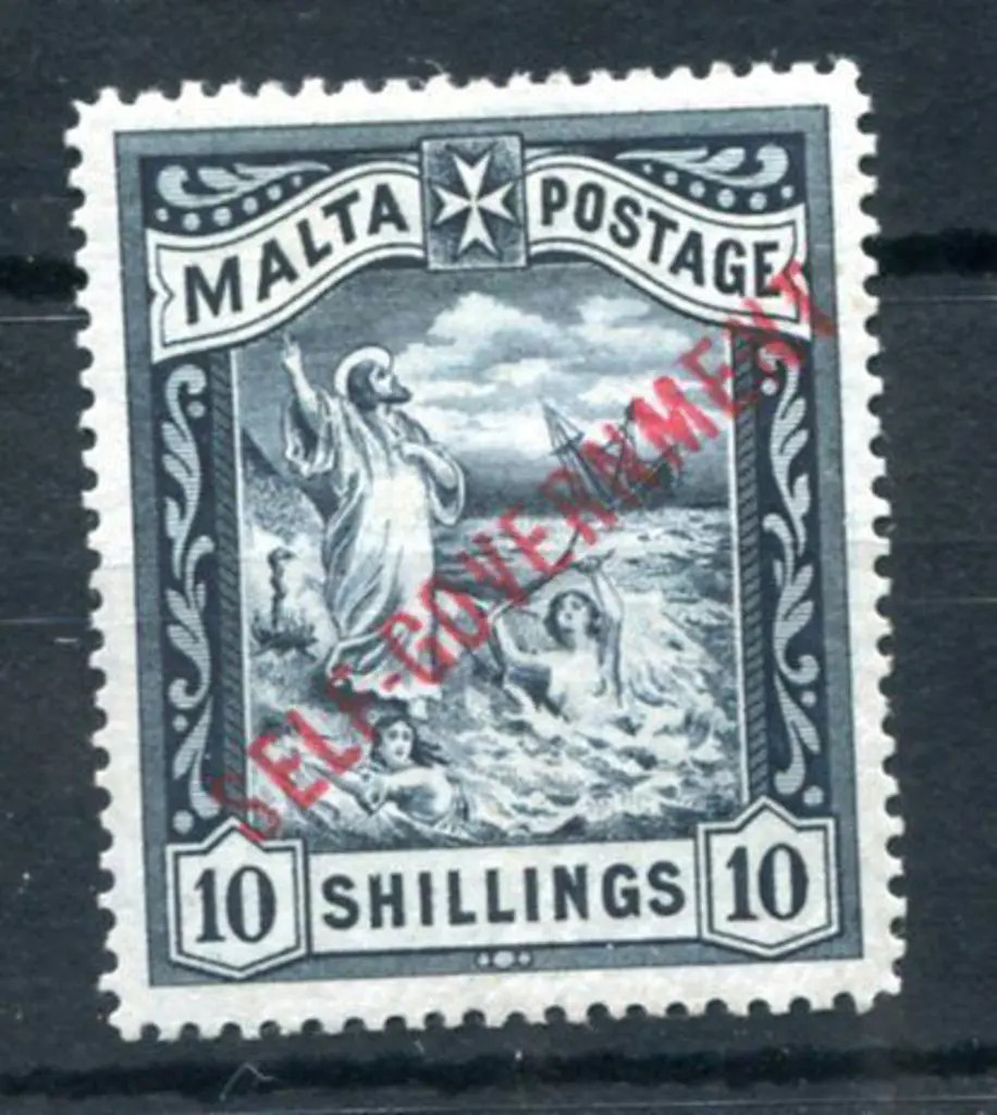 Malta 1922 "SELF-GOVERNMENT" ovpt on 10/-, MCA ... Image 1++