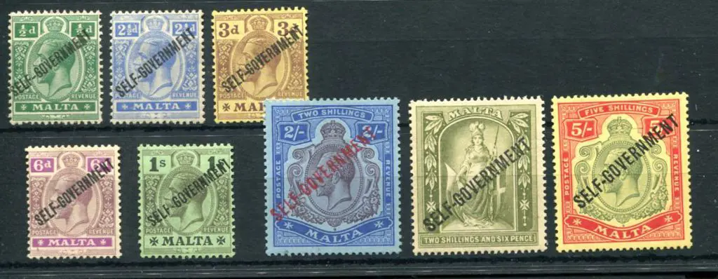 Malta 1922 "SELF-GOVERNMENT" ovpts on MCA wmk to ... Image 1++