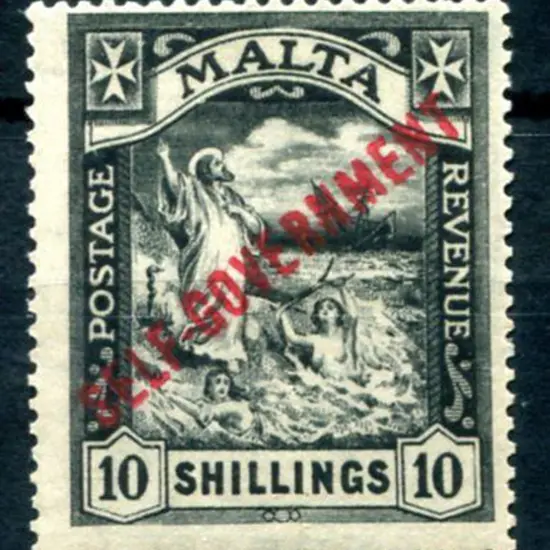 Malta 1922 "SELF-GOVERNMENT" ovpt on 10/- script ...