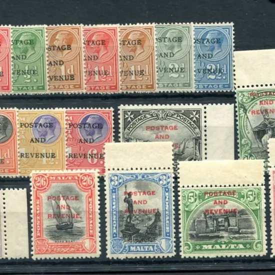 Malta 1928 "Postage and Revenue" ovpts to 10/-. ...