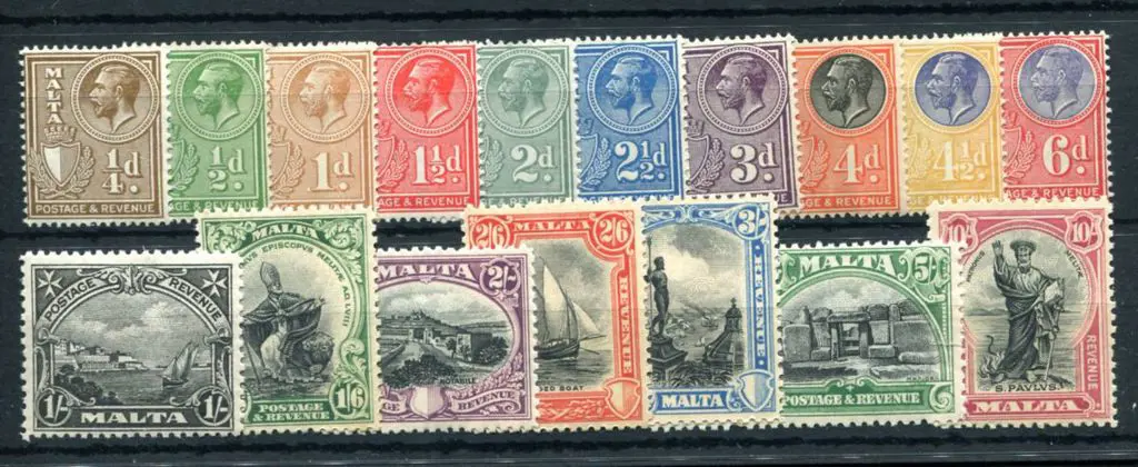 Malta 1930 KGV Pictorials defins to 10/-. MUH with ... Image 1++