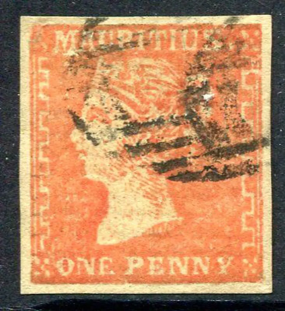 Mauritius 1859 1d dull vermilion Dardenne with 4 ... Image 1++