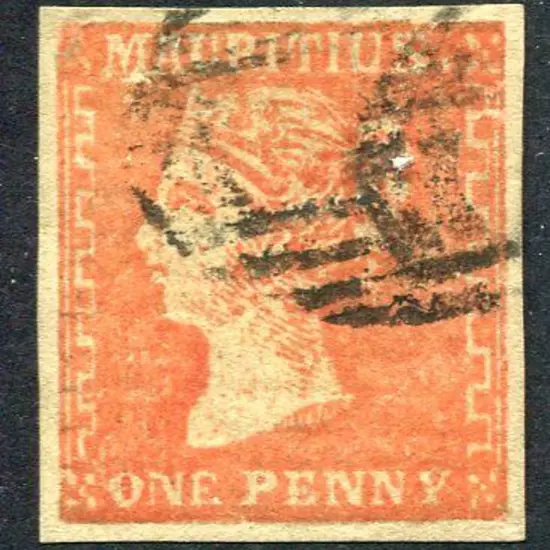 Mauritius 1859 1d dull vermilion Dardenne with 4 ...