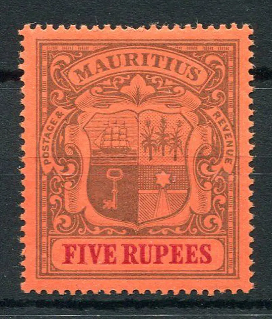 Mauritius 1900/05 5r purple & carmine on red. ... Image 1++