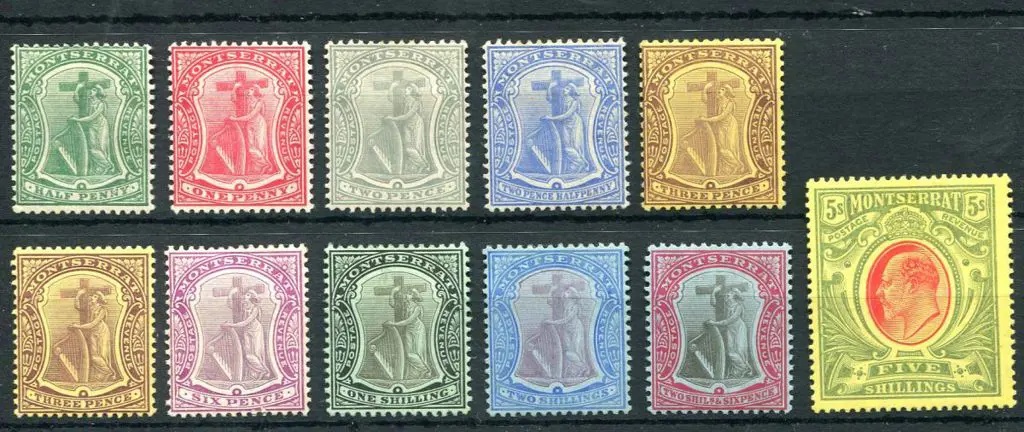 Montserrat 1908/14 ½d to 5/-KEVII MCA wmk set with ... Image 1++