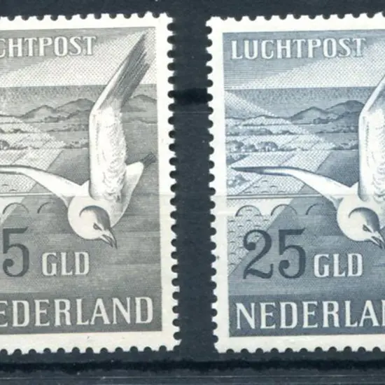 Netherlands 1951 15g & 25g Seagulls Airmail pair. ...