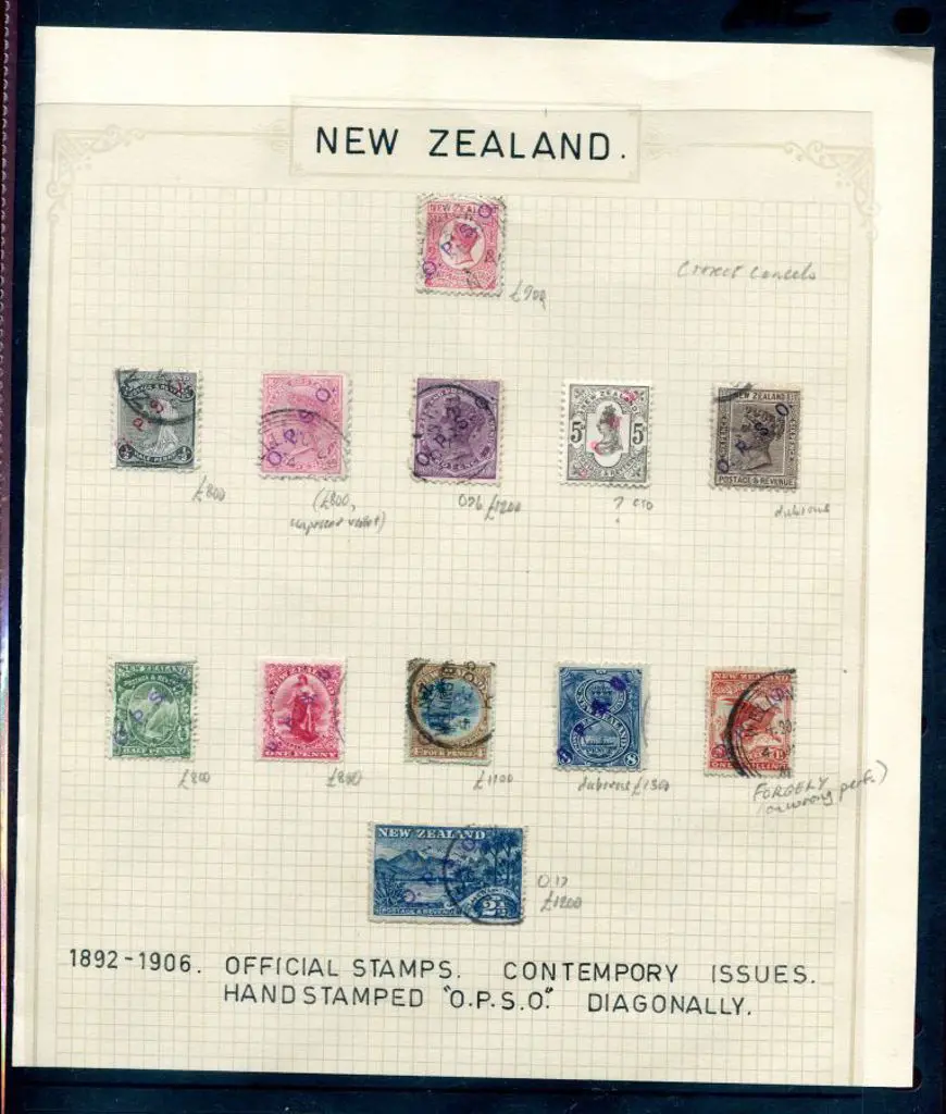 New Zealand 1891/1906 "O.P.S.O." diagonally ... Image 1++