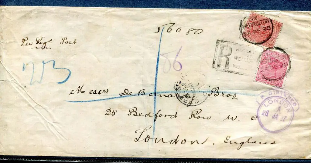 New Zealand 1895 (4th Dec) Wellington Registered ... Image 1++