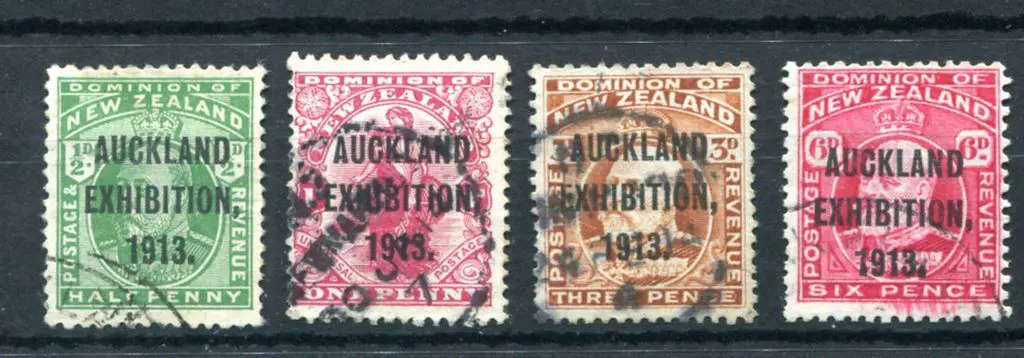 New Zealand 1913 Auckland Exhibition set of 4. ... Image 1++
