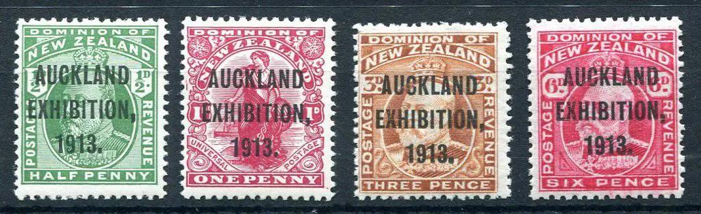 New Zealand 1913 Auckland Exhibition set of 4. ... Image 1++